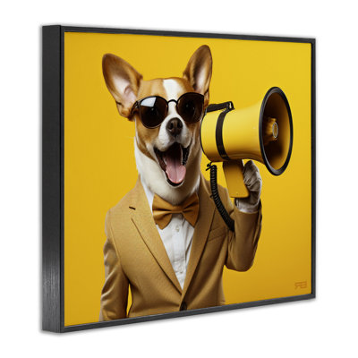 Dog with Yellow Megaphone Giclee Art by Roozbeh Bahramali