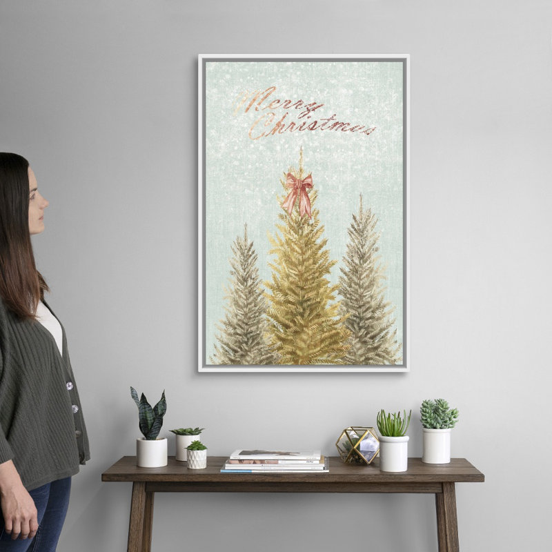 Evergreen Christmas - reproduction d'art textuel sur toile, Cadre blanc, H 38 po x l 26 po x P 1,75 po