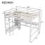 Lit mezzanine avec tablettes multifonctionnelles et bureau sous le lit-467710312