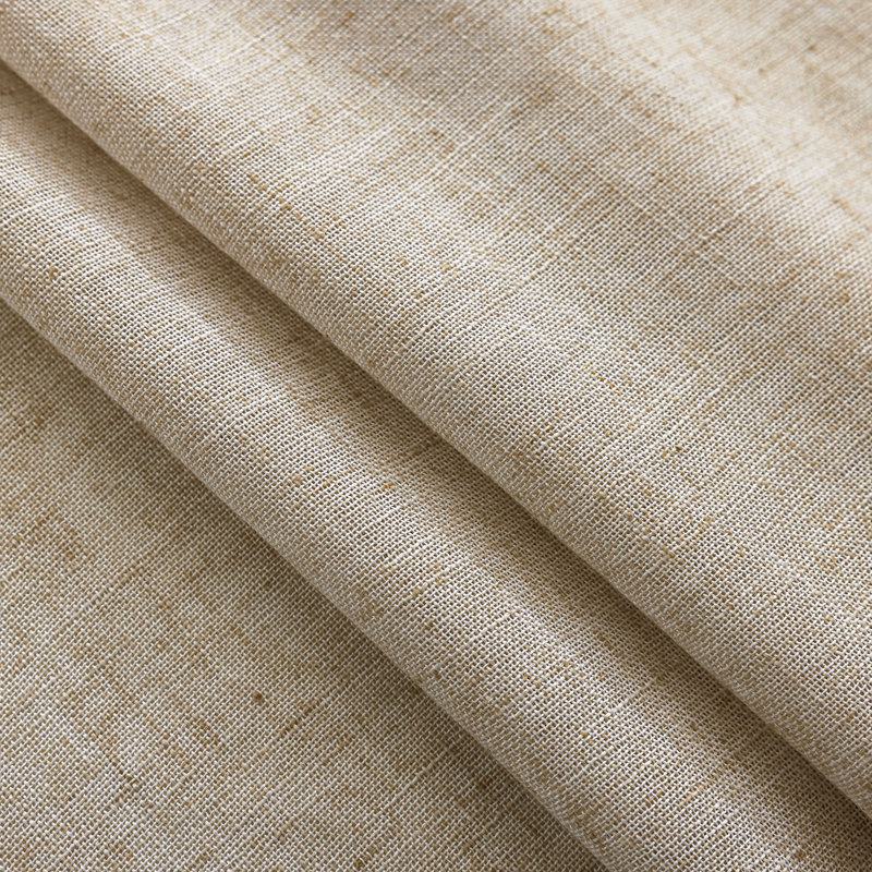 Light Filtering Linen Textured Polyester Semi-Sheer Grommet Curtain Pair (Set of 2), Beige, 52" W x 84" L