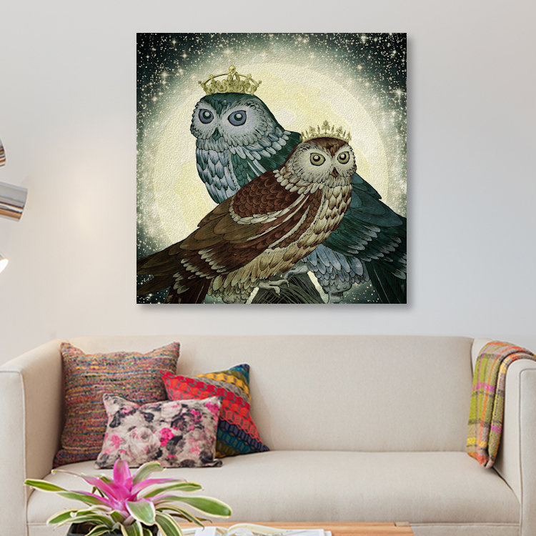 «Owls», impression sur toile, H 12 po x l 12 po x P 0,75 po, Toile tendue, Pas de tapis