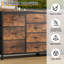 Meuble télé 63 po avec 14 tiroirs en tissu, commode longue pour téléviseur jusqu'à 75 po, centre de divertissement avec prise de courant-1564436018