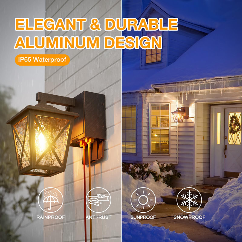 Dusk to Dawn Outdoor Light with Outlet Built-in, Bronze