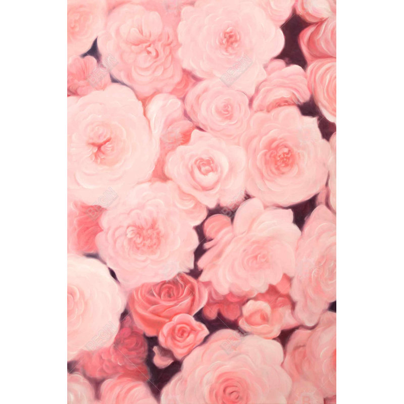 Champ de fleurs roses - art floral sur toile pour la décoration intérieure