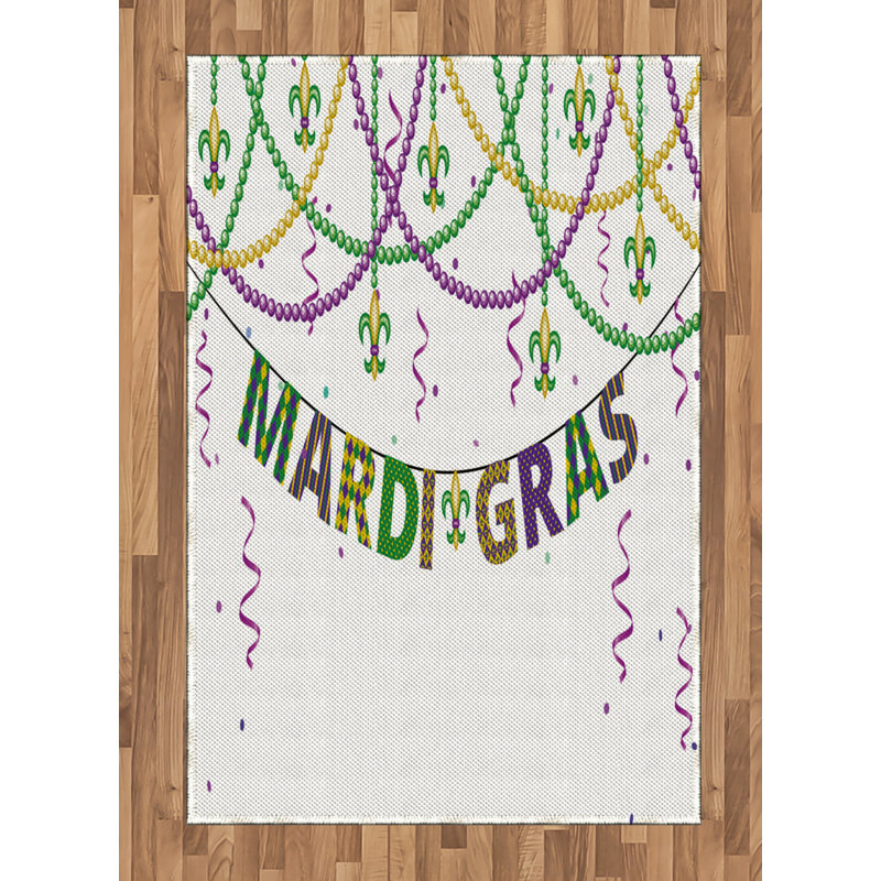 Mardi Gras High Density Long Fiber Poly Threads Decorative Area Rug Carpet, Rectangle 4' x 5'8"