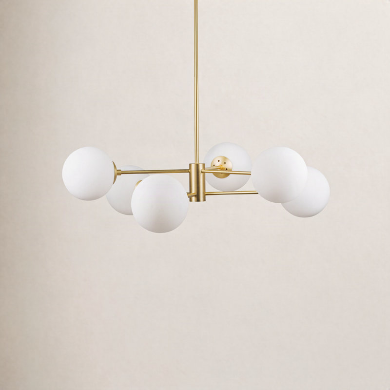 Glint 6 - Light Dimmable Sphere Chandelier, Satin Brass