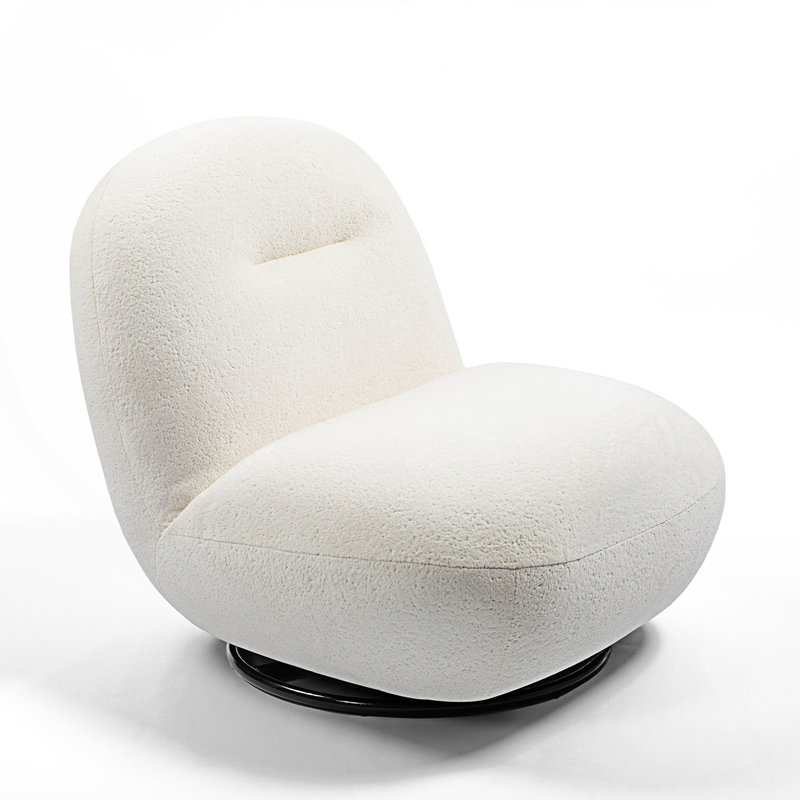 Fauteuil d'appoint pivotant de luxe moderne, fauteuil fleur de glace à dossier serré, Blanc