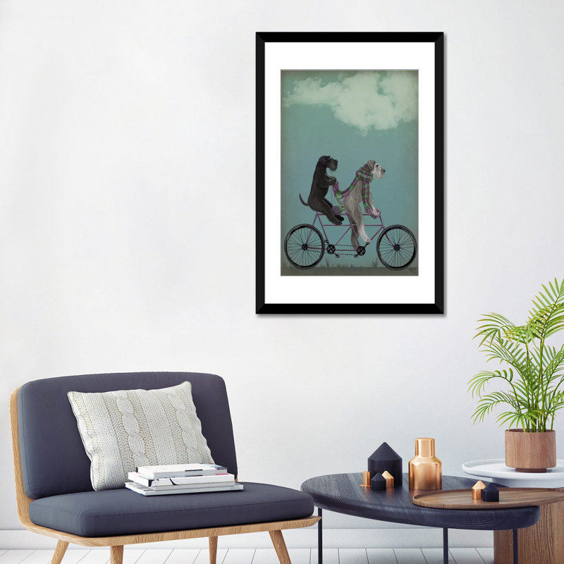 « schnauzer tandem », reproduction d’impression sur toile tendue Fab Funky, H 24 po x l 16 po x P 1 po, Blanc