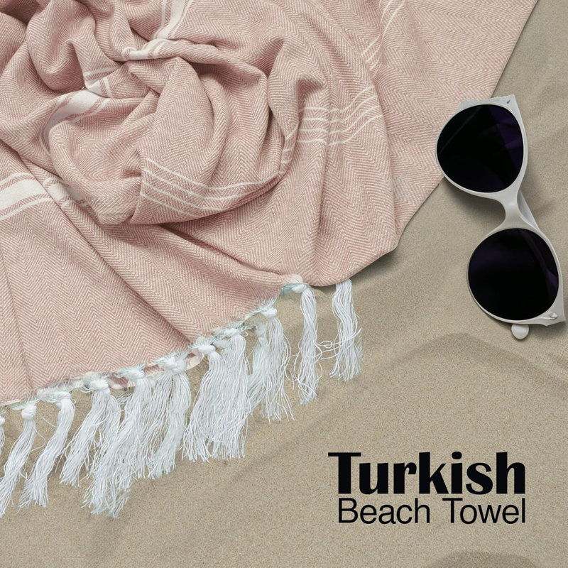 Ensemble de 6 serviettes de plage en coton de même taille, Pêche