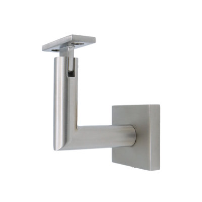 Glass Mount Handrail Bracket with Square Rose and Flat Plate