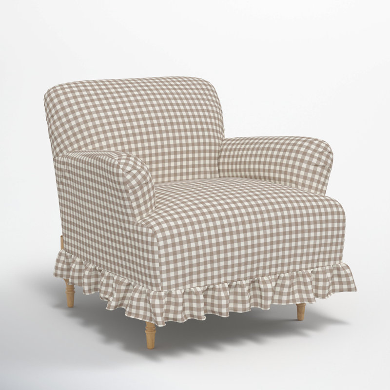 Elle Ruffle Slipcover Armchair, Classic Gingham Tan