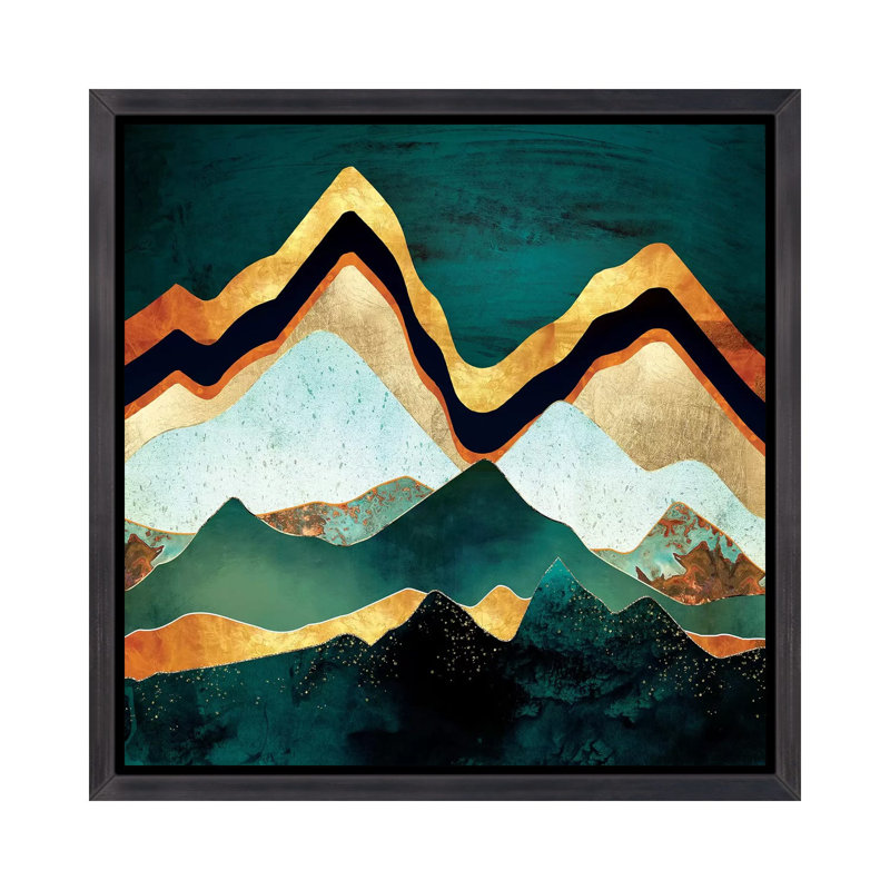 Velvet Copper Mountains - imprimé, H 37 po x l 37 po x P 1,5 po, Cadre flottant noir patiné