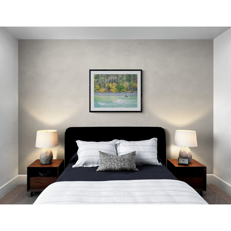 Autumn On The Stillaquamish River Print, 25.25" H x 31.25" W x 0.88" D, Black Framed Paper, White