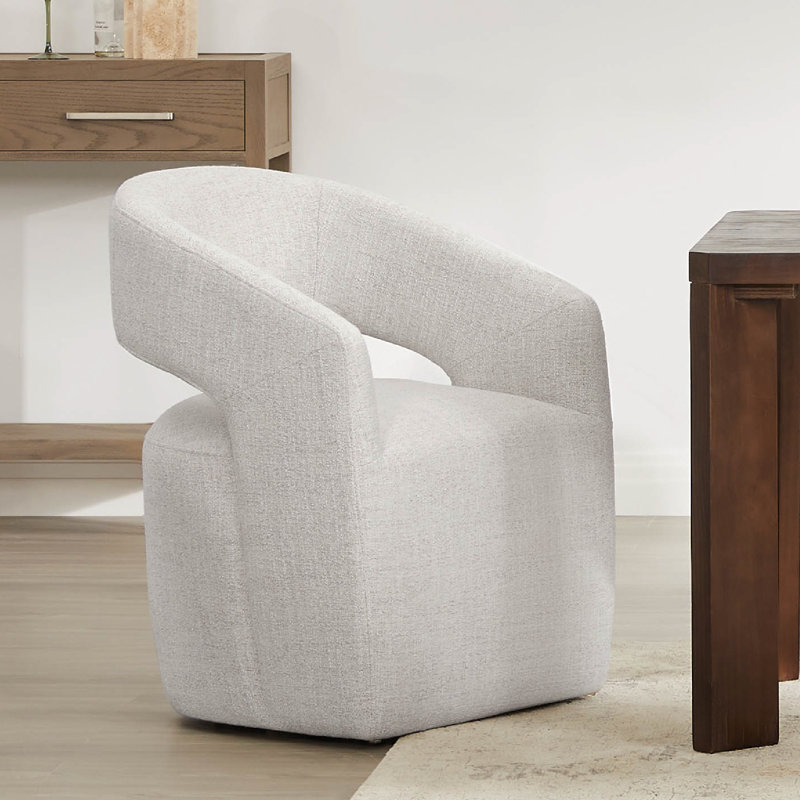 Doley Upholstered Side Chairs with Hidden Casters, Ivory