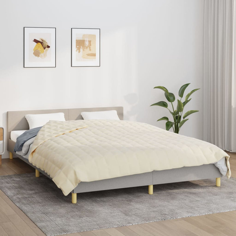 Couverture en tissu , Crème, crème, L 78,7 po x L 78,7 po