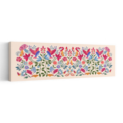 «Vibrant Folk Birds», art floral abstrait et coloré