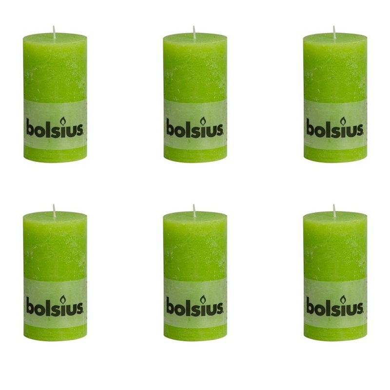 Bolsius Rustic Pillar Candle, 13cm H x 6.8cm diameter, Green