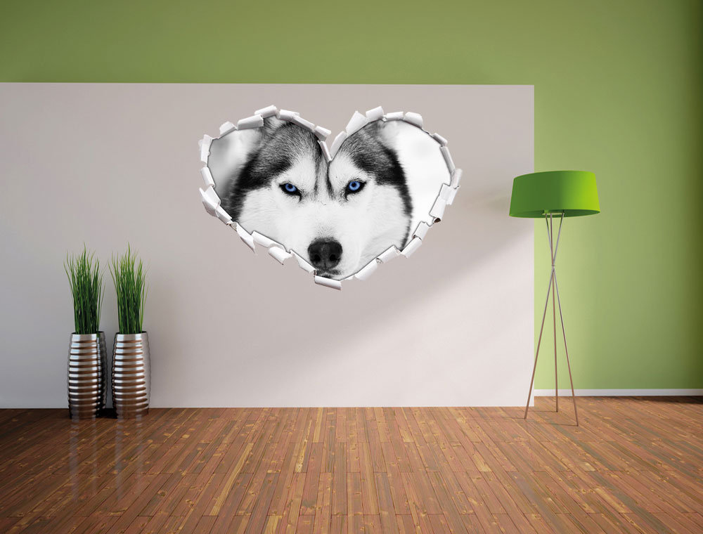 Wandtattoo Husky mit blauen Augen