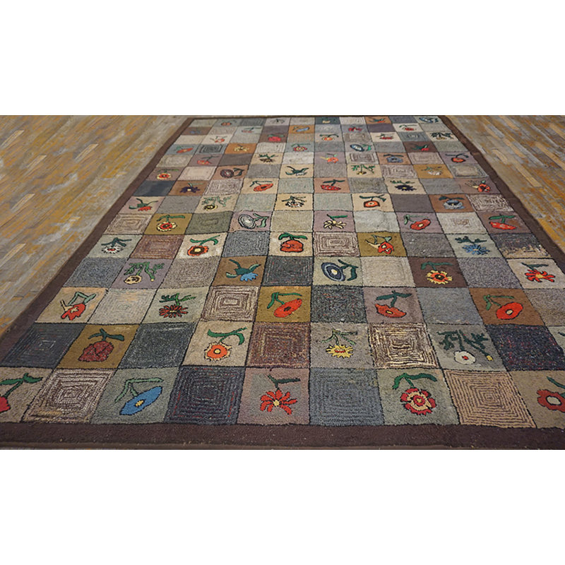 Antique American Hooked Room Size Wool Multicolor Rug