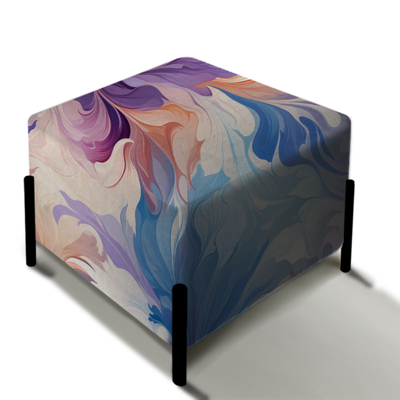 Mirage Ikat céleste mauve et bleu - repose-pieds carré abstrait