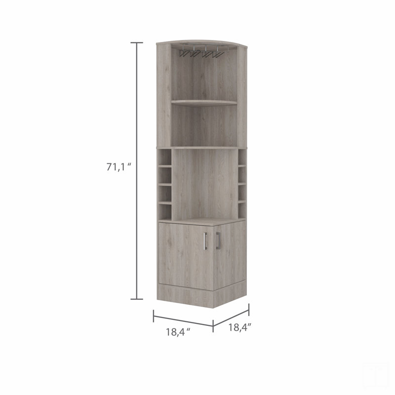 8-Bottle 2-Shelf Bar Cabinet, Gray