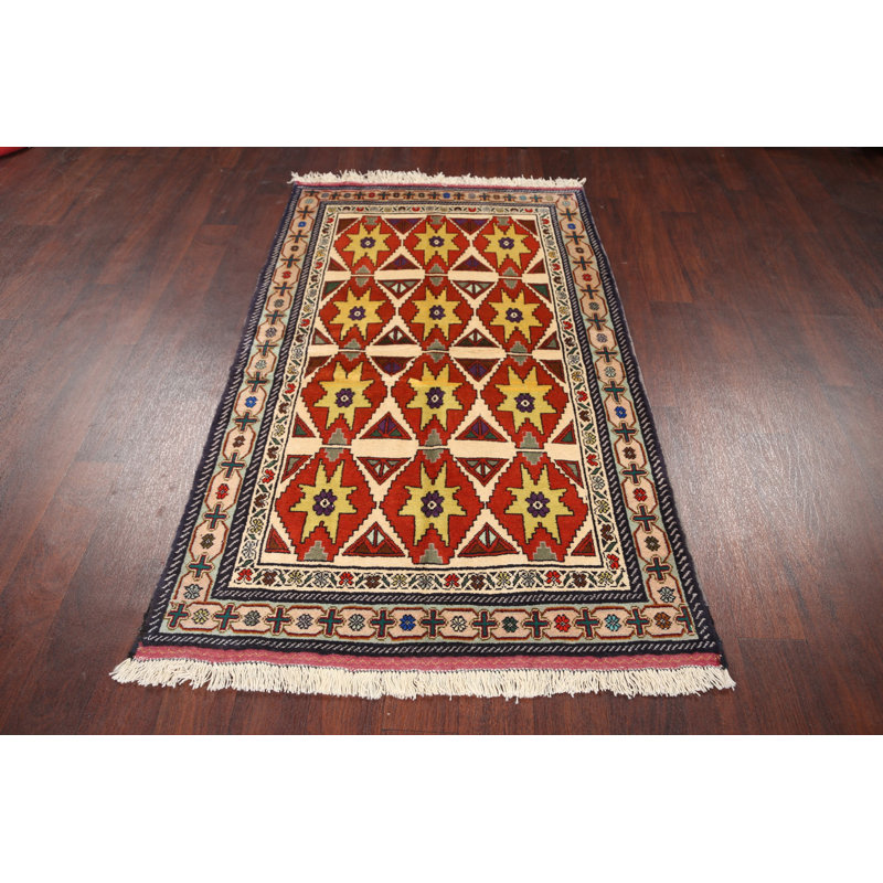 Tapis décoratif en laine noué à la main de conception unique noué à la main Ardebil brun/noir 3 pi 4 po x 5 pi 6 po