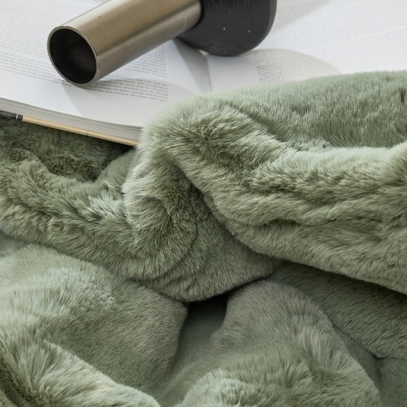 1,100 Bunnies - Coma Inducer Oversized Comforter Set - Chunky Bunny Reverse - Calming Sage