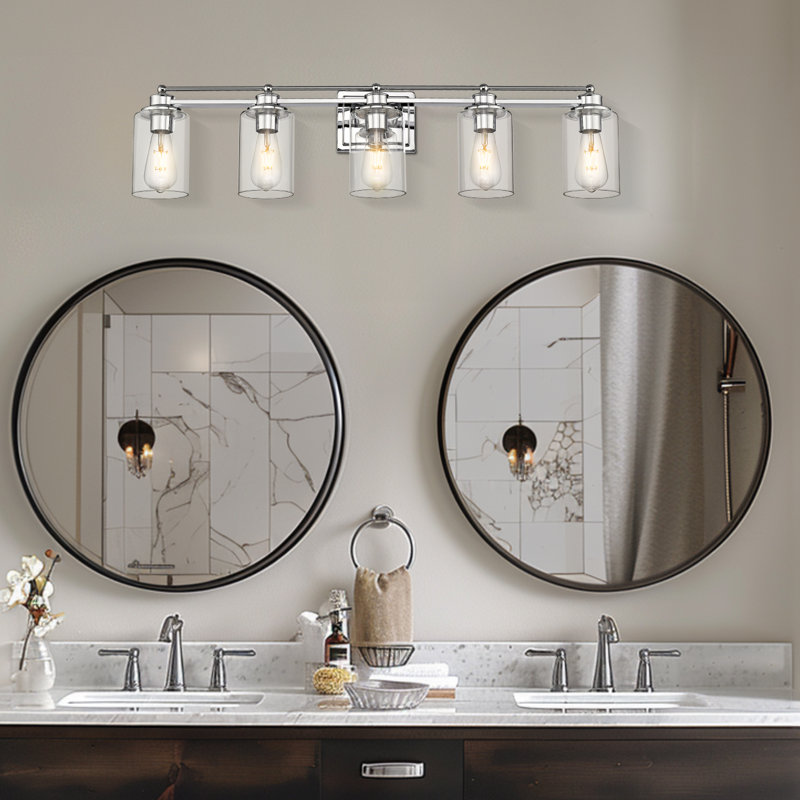 Chrome 37-inch Dimmable 5-Light Bathroom Vanity Fixture