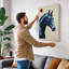 Blue Horse in Profile Modern - Wrapped Canvas-1806814020-1806814035