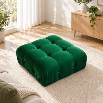 Repose-pieds carré standard en velours Jesse