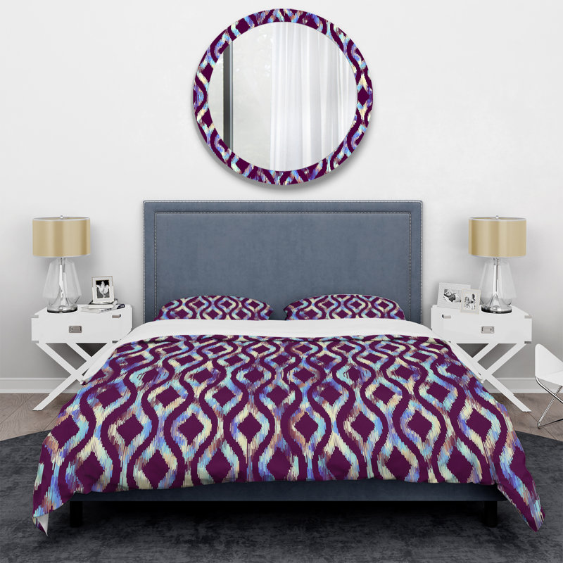Ensemble de housse de couette à motif carré violet, Housse de couette pour très grand lit et 2 très