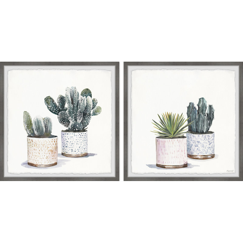 Diptyque de cactus congelé, L 24 po x H 24 po