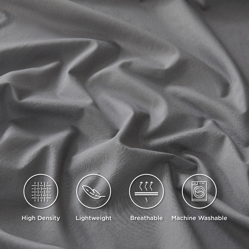 Bedsure 100% Cotton Bed Sheets with Deep Pocket Up to 16", Queen Sheet Set with 2 Pillowcases, Dark Gray