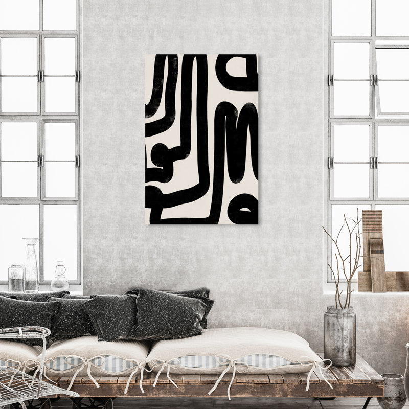 Modern Bold Brush Stroke Lines Print, 45" H x 30" W, Wrapped Canvas