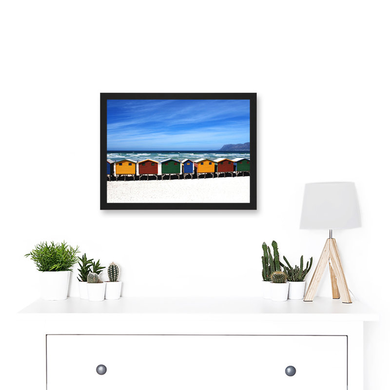 Photo Bright Painted Beach Huts Ocean England UK - Single Picture Frame Print