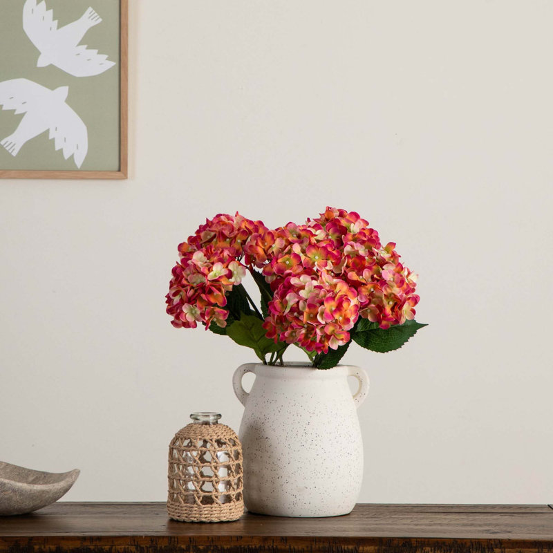 20 po Fleurs d'hortensia artificielles, ensemble de 3, Rose
