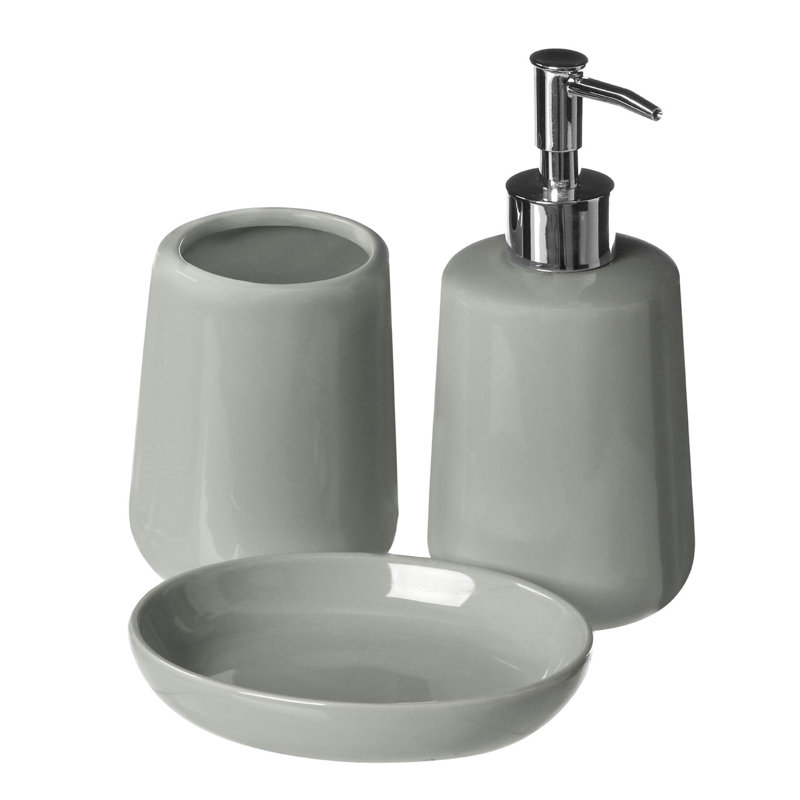Cady Ceramic / Porcelain Bathroom Accessory Set, Grey