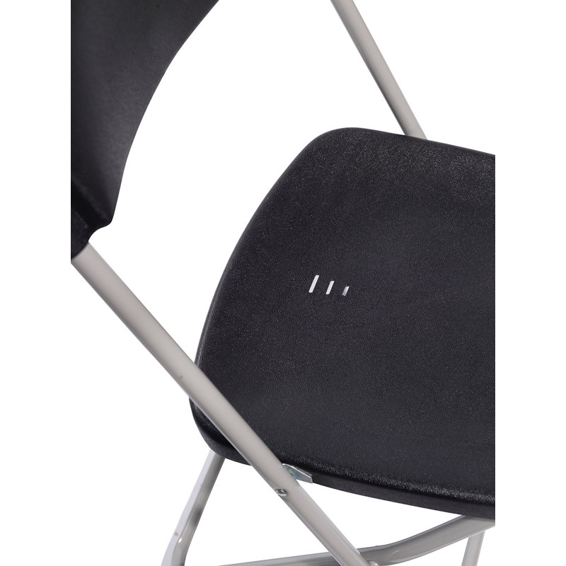 Budget Folding Chair, Foldable And Stackable, Steel Frame, 43X49X80Cm (Wxdxh), Grey, Black
