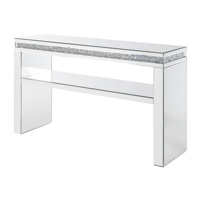 Table de canapé rectangulaire en miroir et faux diamants Prokop