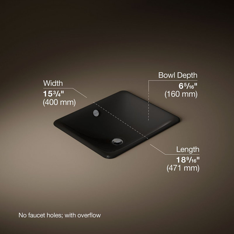Iron Plains Dual-Mount Bathroom Sink, Black Black