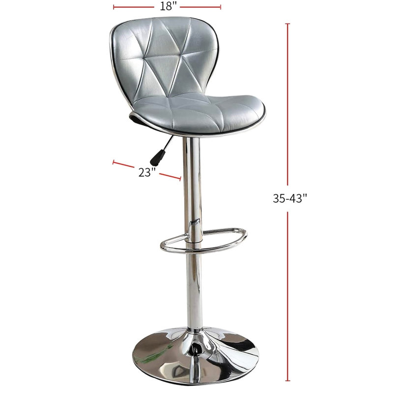 Chaises à hauteur de comptoir argentées Bockman en similicuir réglables avec sièges et base en métal
