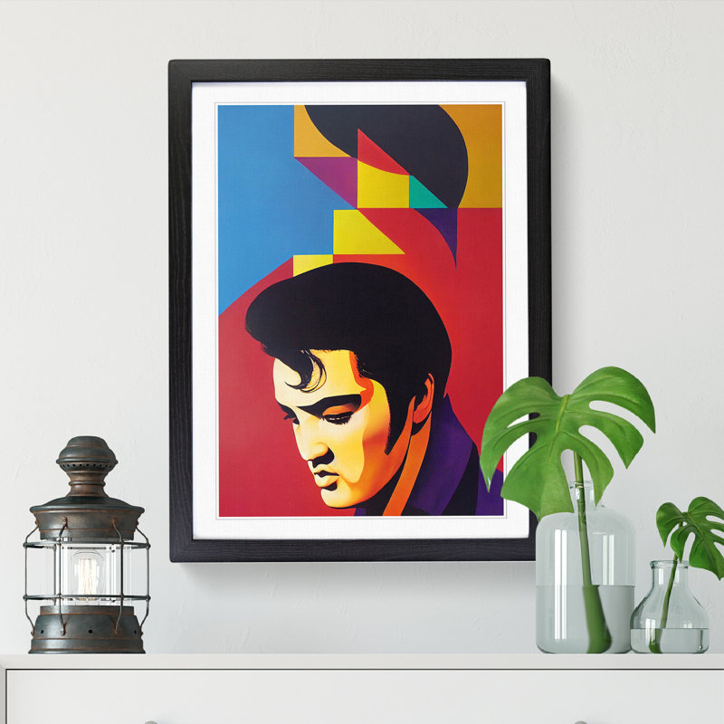 Daouda Elvis Presley Abstract - Picture Frame Print, Black, 34cm H x 25cm W x 2cm D