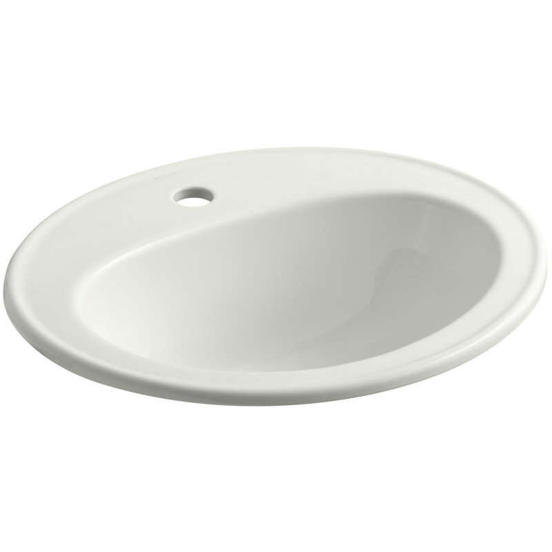 Pennington Ceramic Oval Drop-In Bathroom Sink with Overflow, Dune, Single