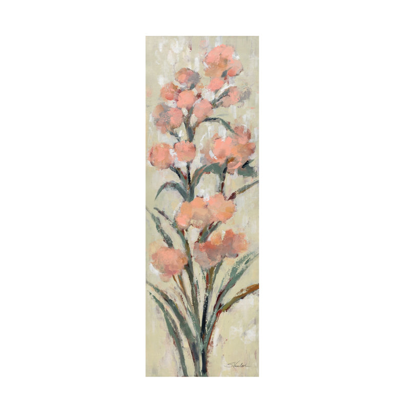 Tall Blush Flowers I - Impression sur toile tendue, H 19 po x l 6 po x P 2 po