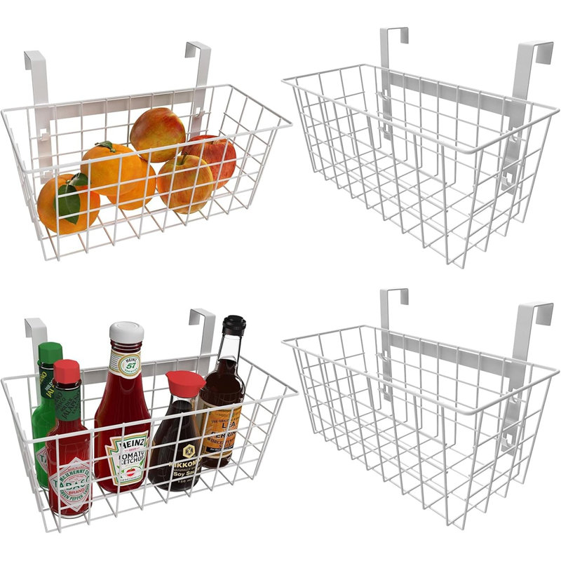 Ensemble de 4 paniers de rangement suspendus avec crochets pour la cuisine, la salle de bain, le garde-manger et la porte d'armoire
