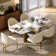 Malaija 7-Piece Modern Dining Room Sets Pre-Assembly, Sintered Stone Tabletop Kitchen Dining Table Set with 6 PU Upholstered Chairs