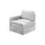 Canapé modulaire 5 pièces gris en suède gris pour un salon moderne avec coussins et pièces en tissu