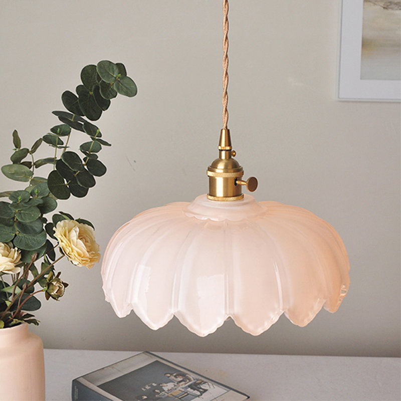 1 - Light Unique Dome Pendant with Switch, White
