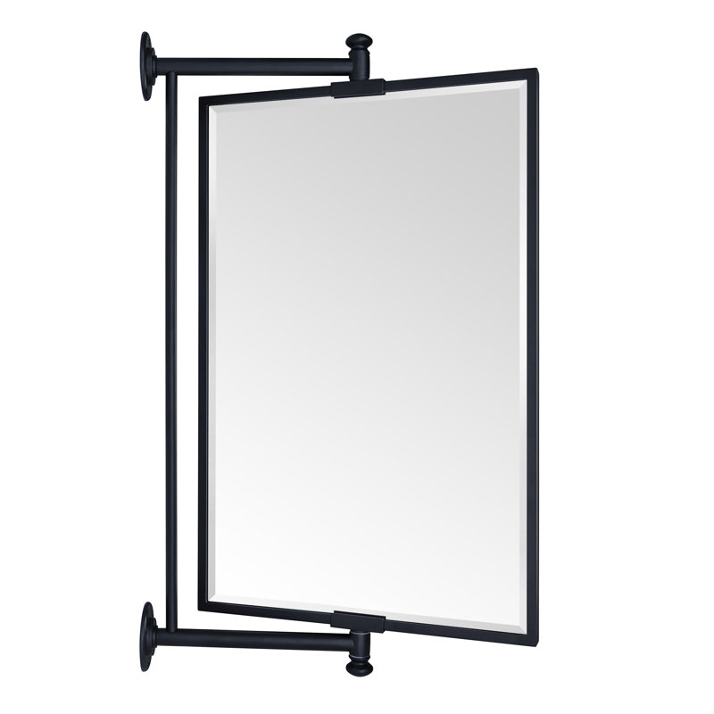 Corrente Pivot-N-View Squared Cornered Rectangle Mirror for Window Bathroom Vanity, Matte Black