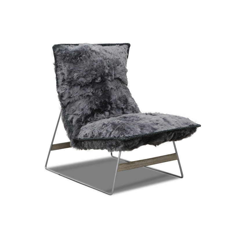 Snoopy Upholstered Accent Chair, Suri Dark Cloud, Satin Brass, 41" H x 33" W x 40" D